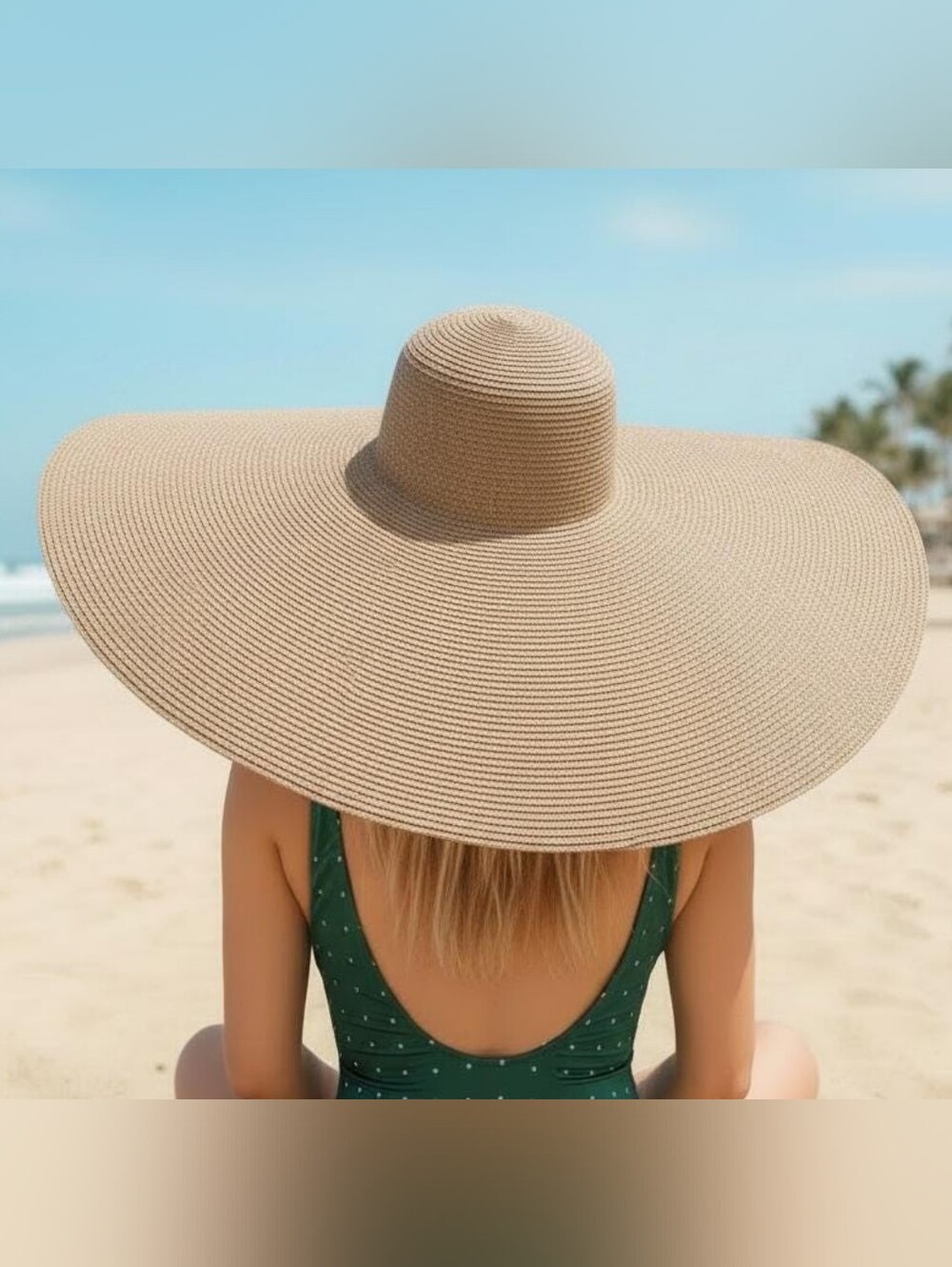 Extra Wide Brim Straw Sun Hat - Grey Only  (Oversized)